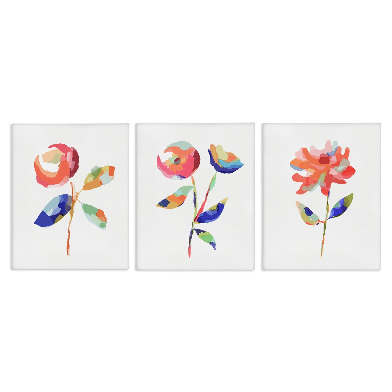 Stupell Industries Brushed Freeflow Flower 3pc Canvas Wall Art Set Design by Lisa Nohren